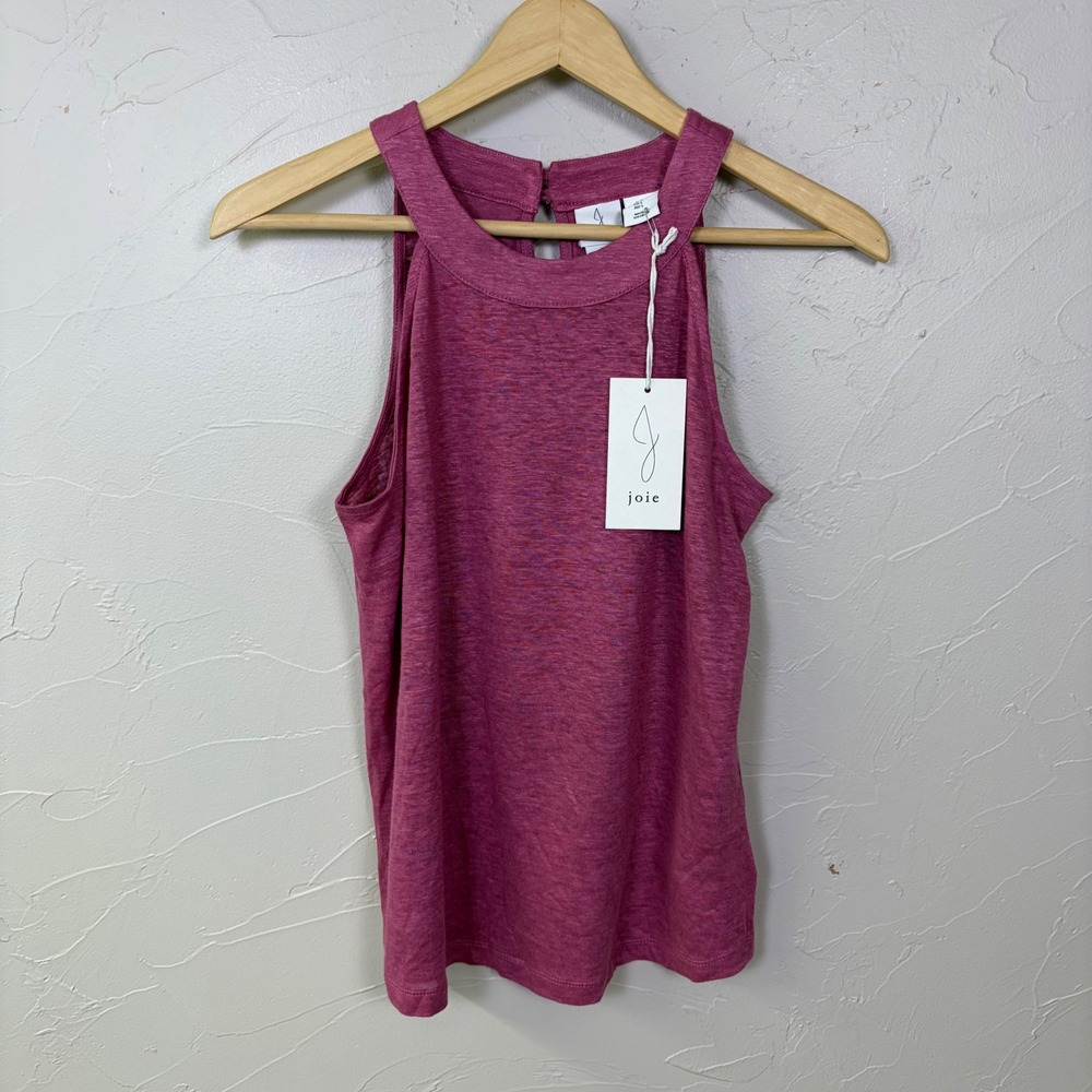 NWT Joie Linen Halter Tank Top Womens Small Pink Sleeveless Lightweight Summer